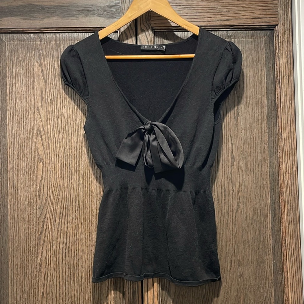 THE LIMITED Cap Sleeve Bow Sweater